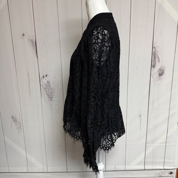 Lilly Pulitzer Jacelynne Lace Top Women’s M Black Long Sleeve Blouse - Picture 3 of 11